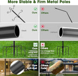 String Light Poles 9 FT Metal with Hook - 4 Pack