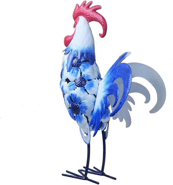 Metal Rooster Statues Creative Outdoor Garden Decoration for Patio Lawn Backyard