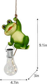 Solar Light Outdoor Frog Garden Decor Hanging Figurines Animals Porch Yard Outside Decoration Statues Tree Hugger Decorative Wall Window Fence Lighting Bulb LED
