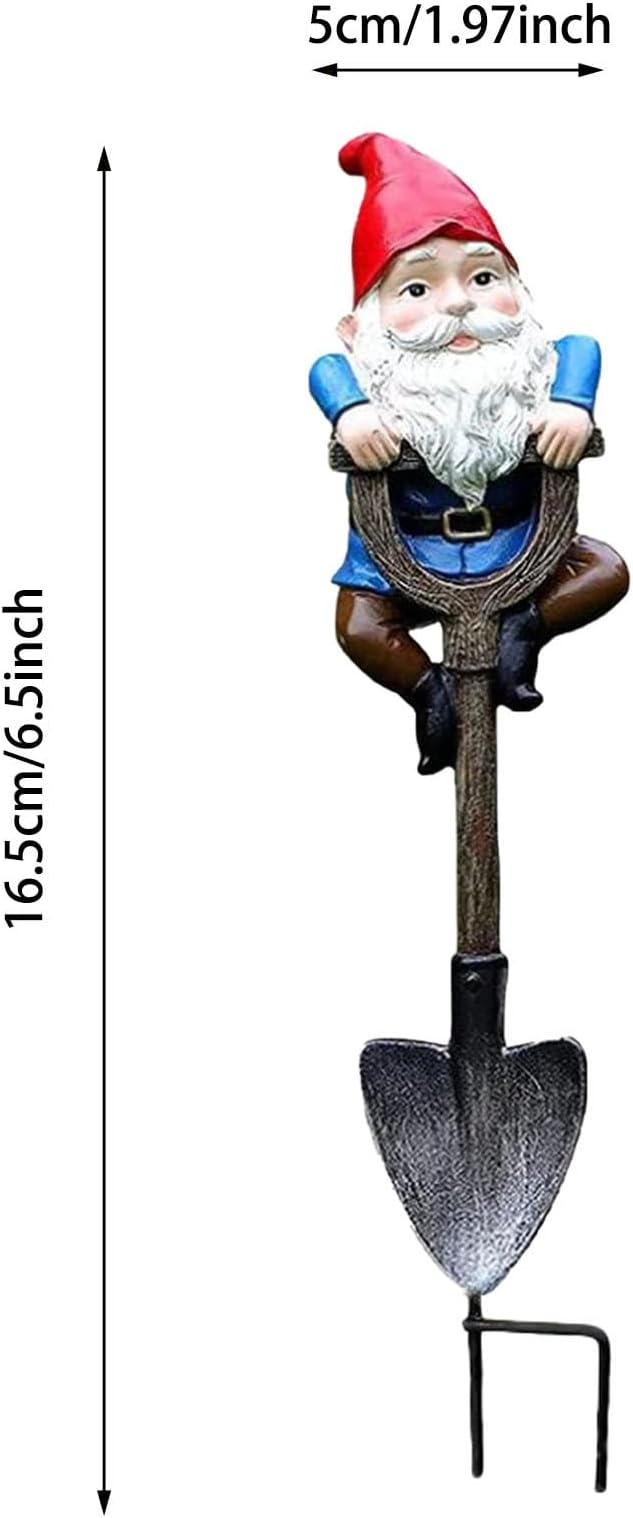 Outdoor Resin Garden Statue with Shovel, Handcrafted Frog Dwarf Rabbit Turtle Figurines for Lawn Decor, Weather-Resistant Yard Sculpture Art, Garden Ornament for Patio Lawn Landscape (Blue)