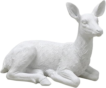 XTAPAN Resin Doe Statue Figurines Female Deer Animal Sculpture Gift Home Decor,Office or Outdoor Garden Statue Woodland Decoration White