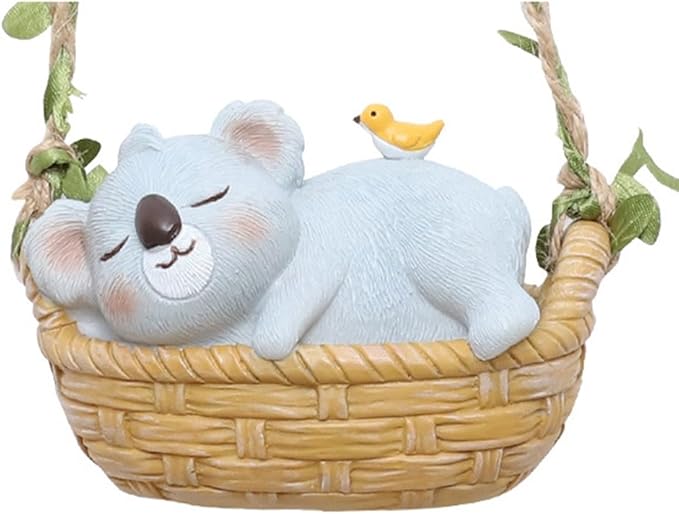 OULIGET Koala Statue Garden Outdoor,Swing Garden Hanging Koala Resin Home Decor,Charmingly Naive Animal Decoration Garden Decor for Patio Yard Lawn Fence Pathway Backyard