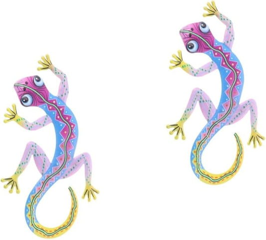PAREKS 2pcs Gecko Ornament Outdoor Enclosure House Decorations for Home Outdoor Statues Hanging Glass Sculpture Metal Hanging Lizard Garden Iron Gecko Ornament Gecko Hanging Crafts Puppet/1535