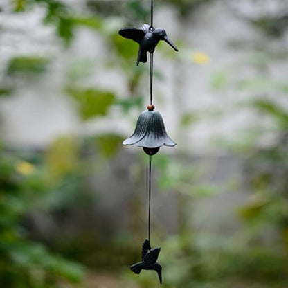 1 pc Japanese Traditional Hummingbird Wind Chimes for Outside, Iwachu Cast Iron Bless Temple Wind Bell Memorial Wind Chimes Outdoor or Indoor for Good Luck Garden, Patio, Balcony（Green Hummingbird