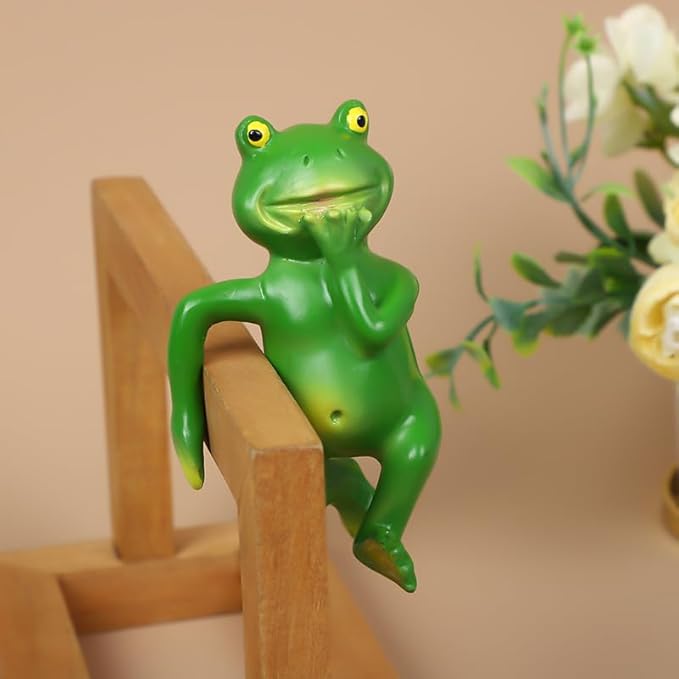 3 PCS Cute Frog Hanging Pot Decorations Statue, Resin Pot Climbing Sculpture Outdoor Statues, Frog Yard Decorations Outdoor