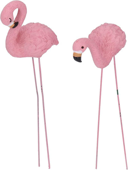 4 Pcs Pink Flamingo Garden Statues, Fine Detailed Resin Flamingo Yard Decor with Iron Feet for Lawn Patio Decorations