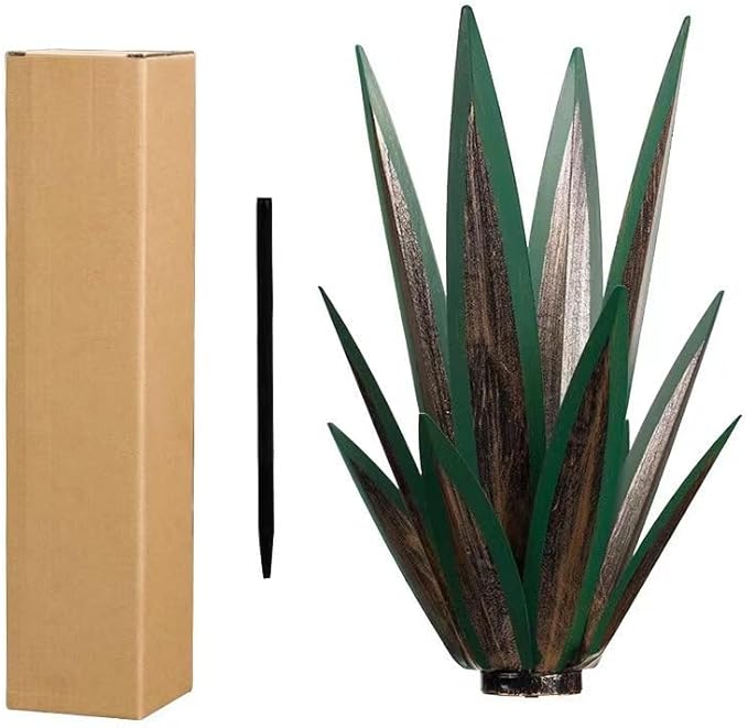 14 inch Metal Agave Flowers Plant Outdoor Décor DIY Metal Tequila Country Flowers Ornament Outdoor Decor Home Lawn Patio Stake Yard Art Decoration (Dark Green, 2 PCS)