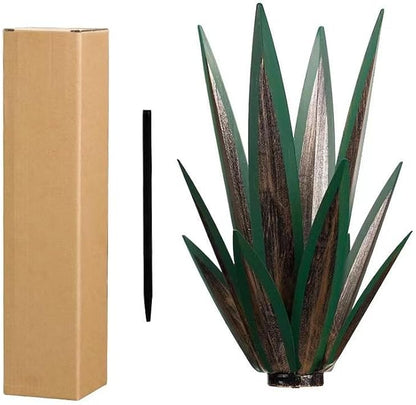 14 inch Metal Agave Flowers Plant Outdoor Décor DIY Metal Tequila Country Flowers Ornament Outdoor Decor Home Lawn Patio Stake Yard Art Decoration (Dark Green, 2 PCS)