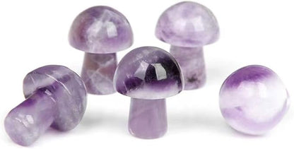 15PCS Amethyst Natural Stones Mushroom Sculpture Decor Crystal for Home Crafts Flower Pot Gemstone Mini Mushroom Hand Making Yard Decoration