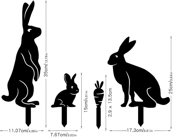Water Proof Metal Bunny Rabbit Garden Statue with Carrot - Charming Outdoor Decor for Lawn and Courtyard