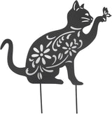 Haofy Cat Silhouette, 1 Piece of Lifelike Cat Yard Art Garden Metal Statue Decor, Hollow Decorative Stakes for Outdoor Farmhouse Pathway Lawn Decorations