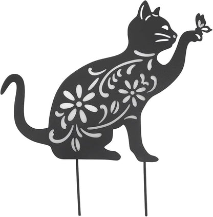 Haofy Cat Silhouette, 1 Piece of Lifelike Cat Yard Art Garden Metal Statue Decor, Hollow Decorative Stakes for Outdoor Farmhouse Pathway Lawn Decorations