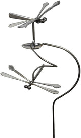 Modern Artisans American Made Dancing Dragonflies Balancing Garden Stake and Upcycled Utensil Sculpture
