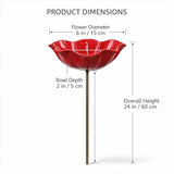 Handmade Metal Flower Garden Stake, Metal Flower Garden Stake Bird Bath,Bee Butterfly Water Feeder with Flower Design for Garden Lawn Yard Decor (2PCS)