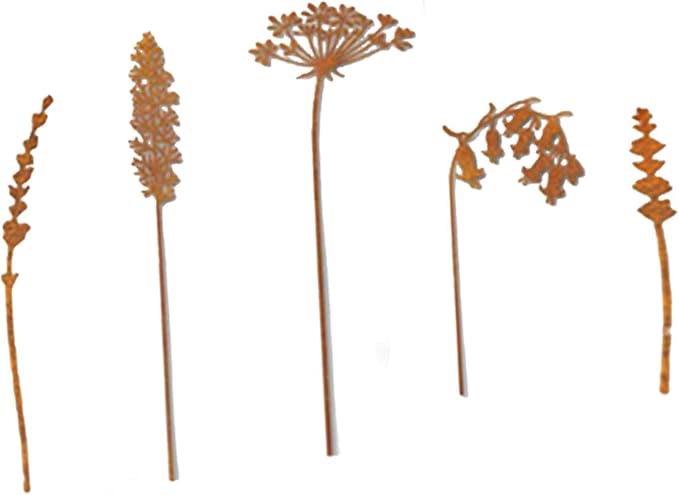 5Pcs Decorative Garden Stakes Metal Outdoor Yard Patio Pathway Rustic Ornaments Landscape Decor- Style C
