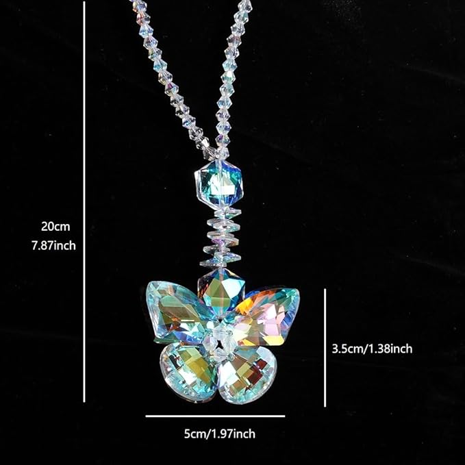 Butterfly Hanging Ornament for Car Decor Sun Catcher- Crystal Rain Bown Maker for Window Hanging - AB Colored Hanging Pendant for Home Garden