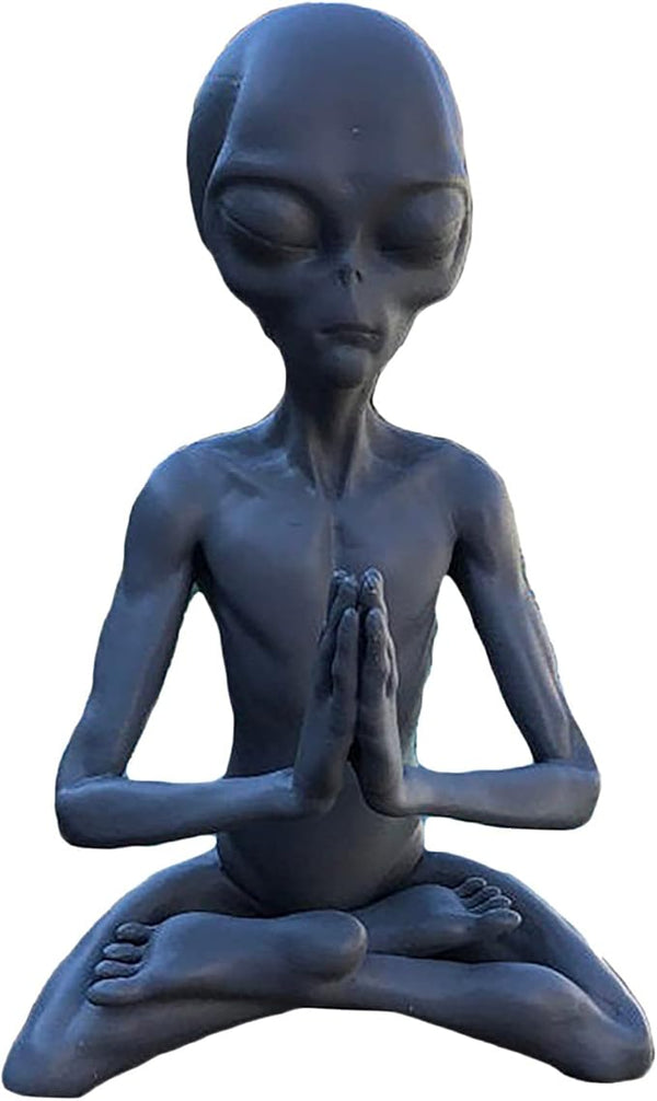 Meditating Alien Garden Sculptures & Statues, Alien Resin Statue Ornament Yard Best Art Decor for Indoor Outdoor Home or Office Collectible Figurine Gift, Grey, Small (SNSN-cijia-1)