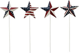 K KILIPES 15.75" H Metal Star Barn Patriotic Garden Stakes, 4pcs Rustic US Flag Star Metal Plant Stick Yard Art Ornament for Memorial Day 4th of July Veterans Day Election Day Decoration