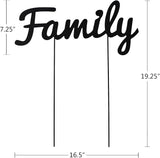 Metal Letters Garden Stakes Yard Art Word Sign Lawn Decoration Indoor Outdoor Plant Pot Decor Decorative Stick for Patio Pathway Flower Bed (family)