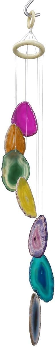 Yoption Wind Chimes Unique Colorful Natural Agate Slices Wind Chimes for Home Garden Decoration Figurine, 27-31 inch