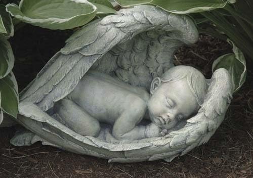 Joseph's Studio by Roman Inc, Sleeping Baby in Wings, Garden Collection, Religious Statue, Holy Family, Memorial, Angel, Patron Saint, Garden Décor (7x14x8)