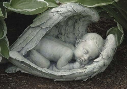 Joseph's Studio by Roman Inc, Sleeping Baby in Wings, Garden Collection, Religious Statue, Holy Family, Memorial, Angel, Patron Saint, Garden Décor (7x14x8)