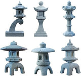 Saihisday 6pcs Miniature Asian Decor, Japanese Lantern Style, Chinese Pagoda Statue for Fish Tank Aquarium Ornament Decor Bonsai Micro Rockery Landscape Kit