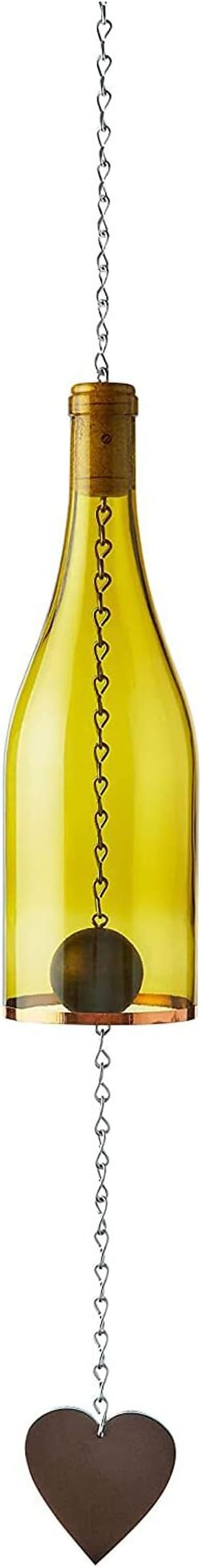 Blue Ridge Mountain Gifts Wine Bottle Wind Chime - Wind Chimes for Outside & Inside Decor, Handcrafted Wine Glass Bottle Wind Chimes, Suncatcher Whimsical Home Decor Gifts for Women (Yellow)