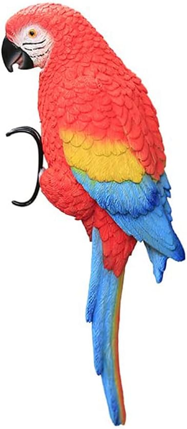 TAYASH Resin Parrot Flower Pot Hugger Decorations,Parrot Animal Sculpture Hanging Realistic Parrot Garden Ornament for Patio Yard Balcony Lawn Figurine Tree Decor (Red)