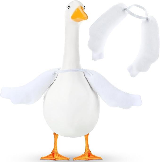 Shinylin 2 Pcs Porch Goose Wings for 15”- 18" Porch Lawn Goose Outfit Accessories White Arms for Outdoor Patio Yard Lawn Art Decoration (Rippled Edge)