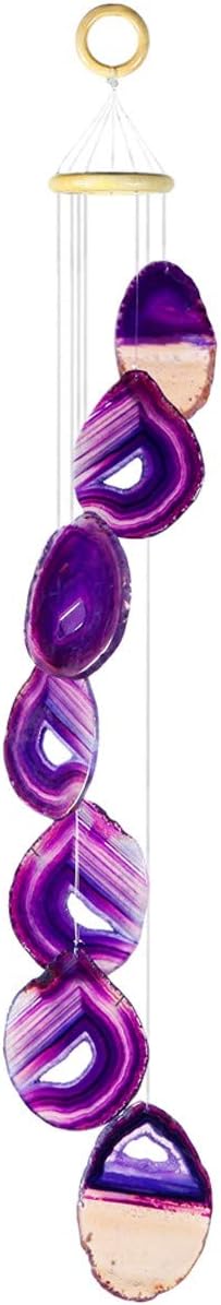 rockcloud Agate Slices Geode Wind Chime Home Garden Decoration Figurine, 28-33 inches