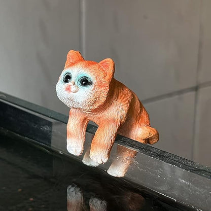 3 Pcs Resin Hanging Cat Figurines Planter Pot Hanger Miniature Fairy Garden Terrarium Edge Decor Flower Pot and Vase Hugger Hanging Animals Ornaments for Patio, Yard, Balcony
