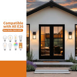 Modern Black Wall Sconce - Waterproof Outdoor Light E26 Socket (2 Pack)