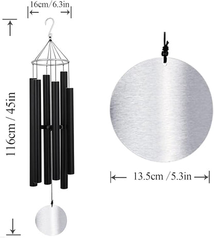 Wind Chimes Large Outdoors Clearance Deep Tone, 45" Sympathy Wind Chimes in Loving Memory of Someone, Memorial Wind Chimes Gifts for Mother's Day, Metal Wind Chimes Outdoors Garden/Yard Décor(Black)