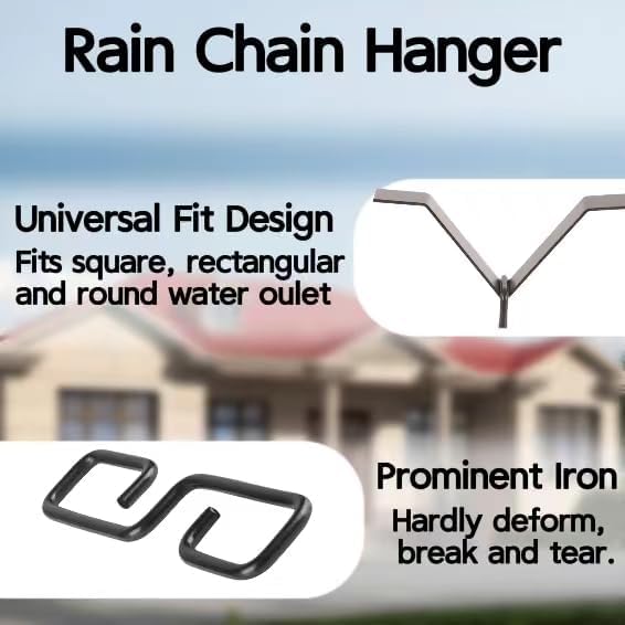 Rain Chain Gutters Adapter Clip for Outside V Style Copper Hook Hanger Iron Connector for Rain Chimes Downspout Outside Hardware Rain Catcher System Installation Accessories for Garden & Yard Spring.