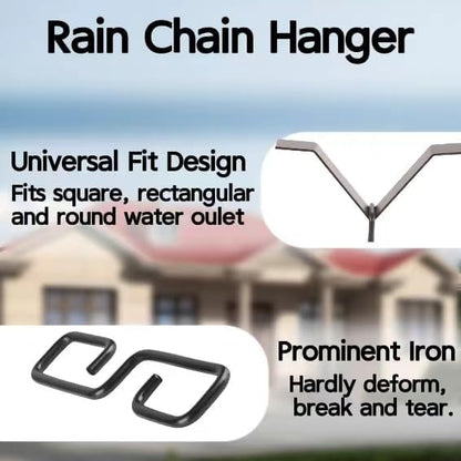 Rain Chain Gutters Adapter Clip for Outside V Style Copper Hook Hanger Iron Connector for Rain Chimes Downspout Outside Hardware Rain Catcher System Installation Accessories for Garden & Yard Spring.