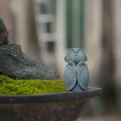 Mini Monk Buddha Statue Sandstone Statues Zen Monk Praying Statue Sculptures for Wealth Good Luck Feng Shui Decor Home Fish Tank Aquarium Garden (Style 6)