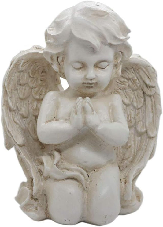 Vintage Kneeling Praying Cherub Statue Indoor Outdoor Home Garden Decoration Wings Angel Statue Memorial Sculpture