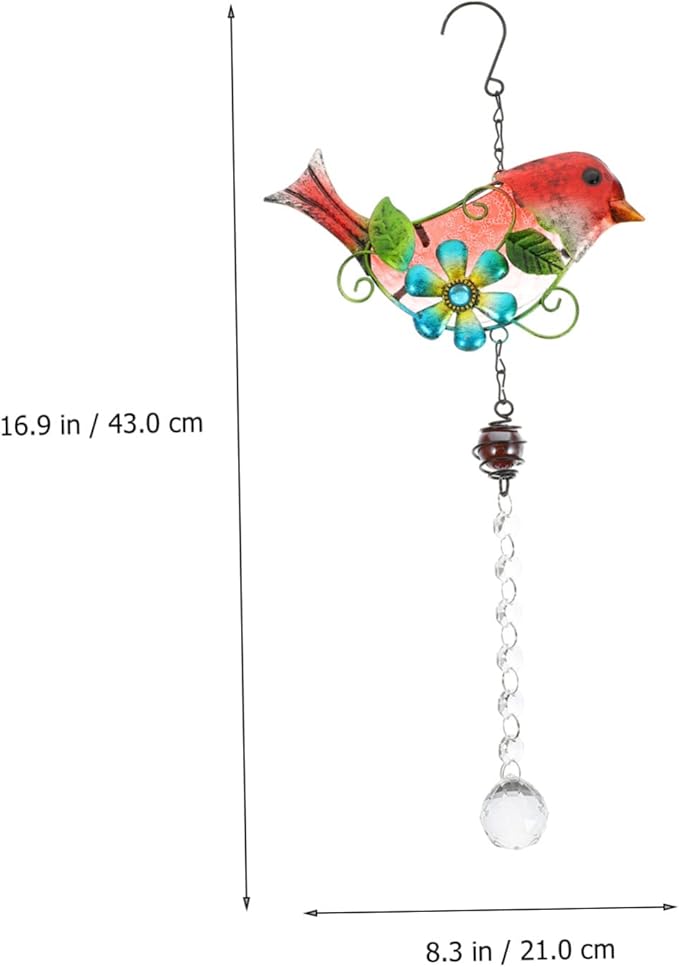 BESPORTBLE Creative Bird Figurine Hanging Decor Stained Glass Garden Statue for Outdoor Home Adornment Lifelike Iron Craftsmanship for Garden Patio Decoration