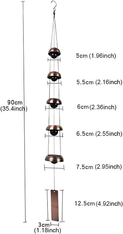 JIANWEI Bell Wind Chimes Temple Wind Bell, Vintage Copper Bell, Feng Shui Wind Chimes with 5 Bells, Memorial Wind Chime for Home Yard Balcony Window Outdoor(Bronze)