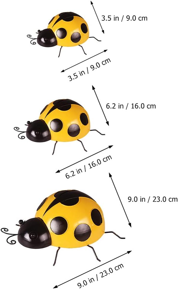 TOYANDONA 3pcs Simulated Ladybug Decorations Outdoor Iron Art Adornments Extra for Garden Lawn and Vibrant Ladybug Ornaments for Backyard and Landscape