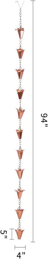 Topadorn Rain Chain Pure Copper Lily Rain Chains Decorative Rain Chain Bell Decor, 8-1/2 Length