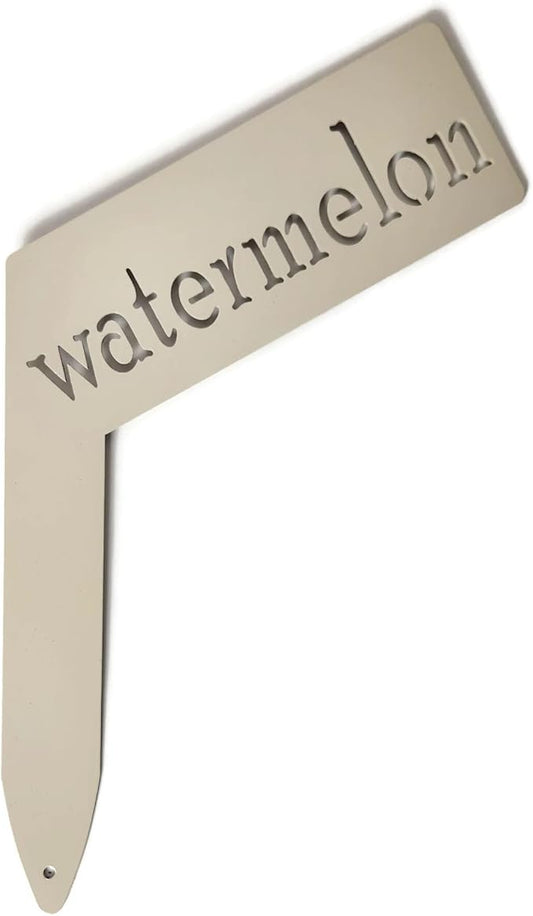 Planter Size Small Metal Garden Plant Vegetable Flower or Herb Markers 13.5 Inches Tall (watermelon, Cream)