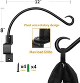 Maosen 12 Inches Swivel Plant Hangers Outdoor - 2 Pack Black Iron Plant Hanging Hook Bracket for Flowers Baskets Planter Pots Bird Feeder Lanterns Wind Chimes