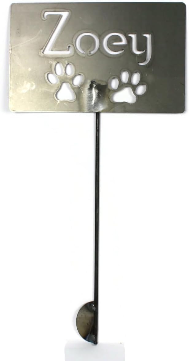 Classic Metal Garden Markers Clearance Items 20 to 33 Inches Tall (Raw Unfinished Steel, Zoey + 2 paws 23")