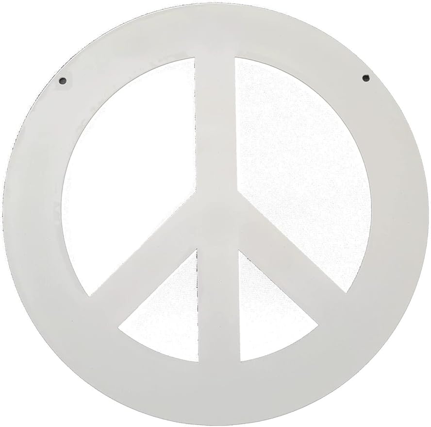 Peace and Heart Staked Signs or Wall Art Rustic or Powder Coated Finishes (Small Peace Hanger 9", White Speckled)