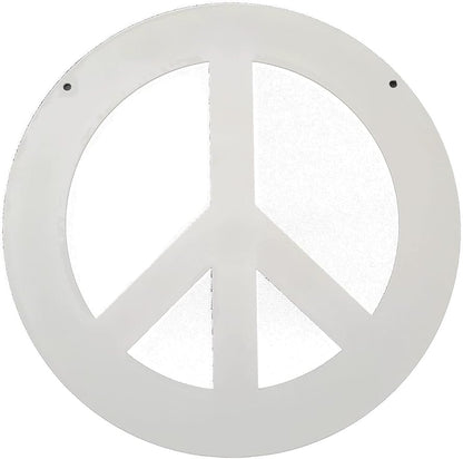 Peace and Heart Staked Signs or Wall Art Rustic or Powder Coated Finishes (Small Peace Hanger 9", White Speckled)