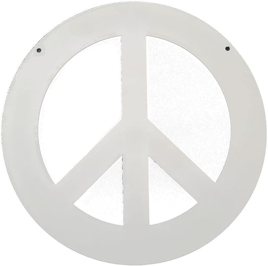 Peace and Heart Staked Signs or Wall Art Rustic or Powder Coated Finishes (Small Peace Hanger 9", White Speckled)