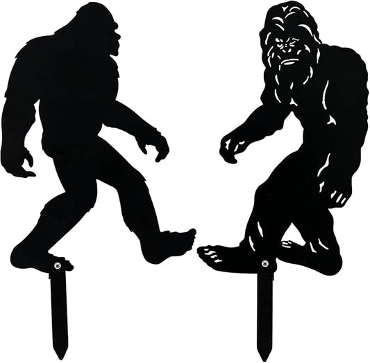 Elenon Bigfoot Garden Metal Stakes Set of 2, Inspirational Silhouette for Outdoor Decor, Yard Art,Patio,Lawn Ornaments