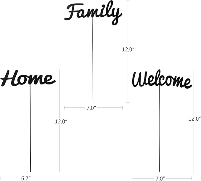 Metal Letters Garden Stakes Yard Art Word Sign Lawn Decoration Indoor Outdoor Plant Pot Decor Decorative Stick for Patio Pathway Flower Bed (home family welcome)